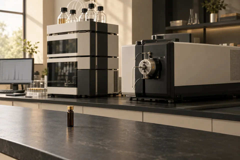 Peptide purity testing with HPLC and mass spectrometry